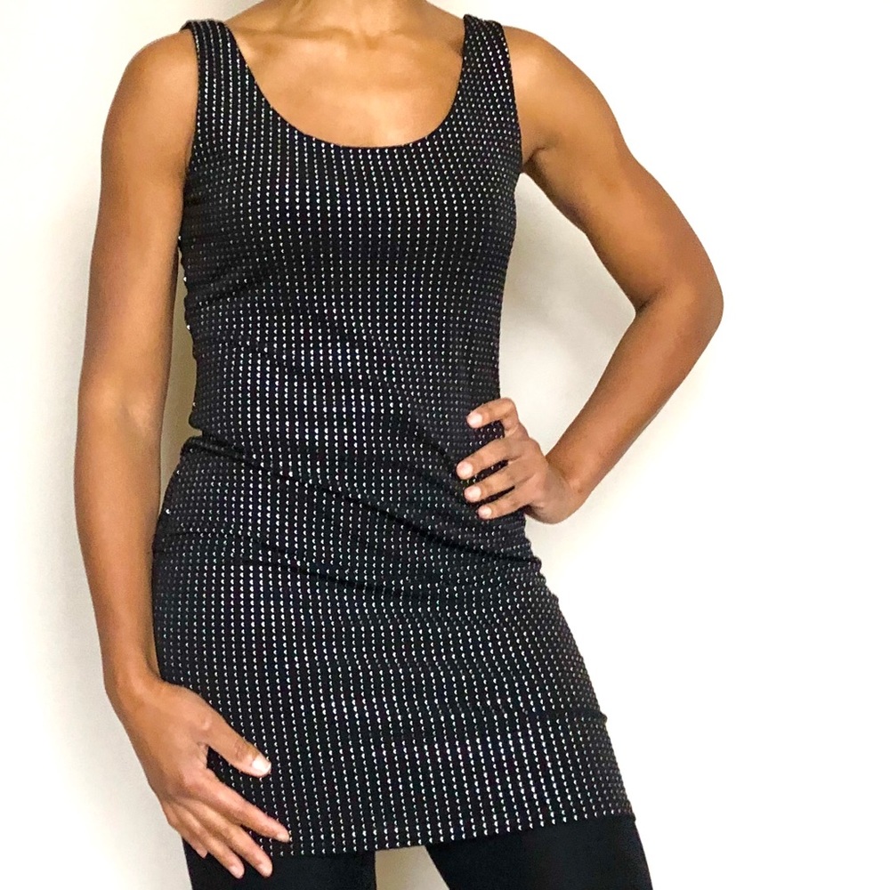 ROCK&REPUBLIC Black-Silver Stud Sleeveless Dress M